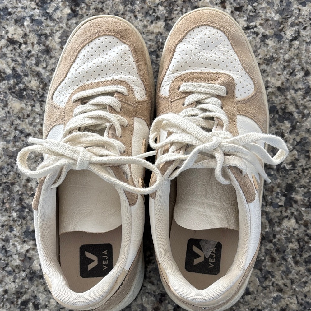 Veja Cream and Tan Sneakers